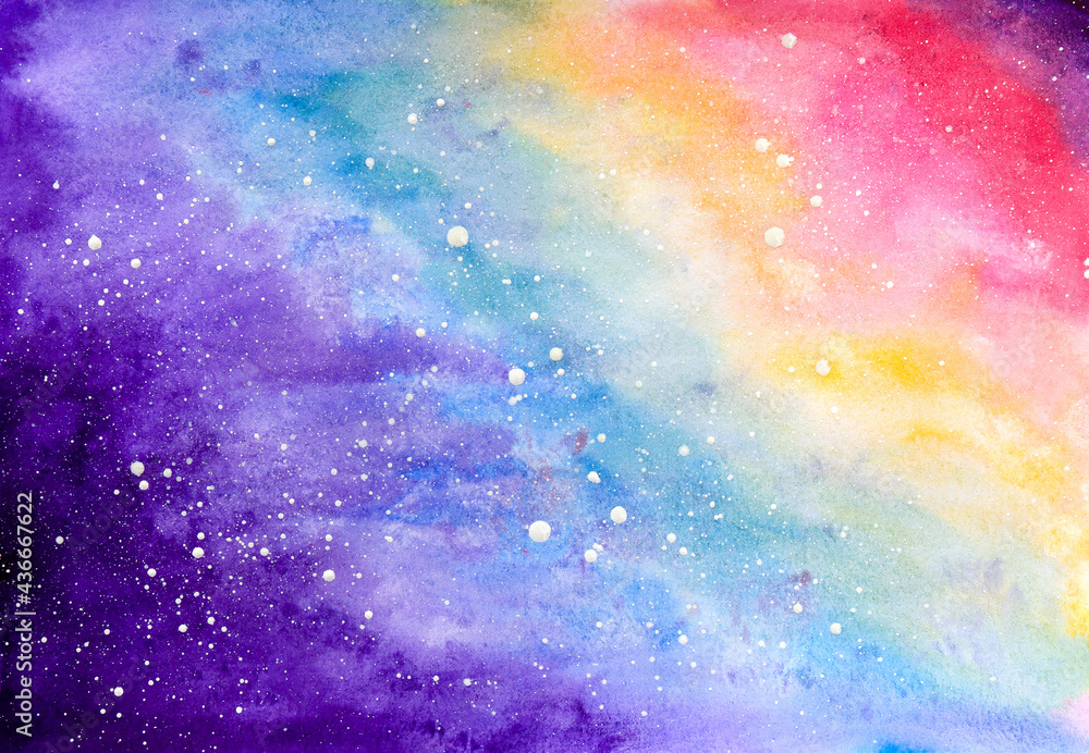 Obraz premium Cosmic abstract painting with stars. Art illustration watercolor painting