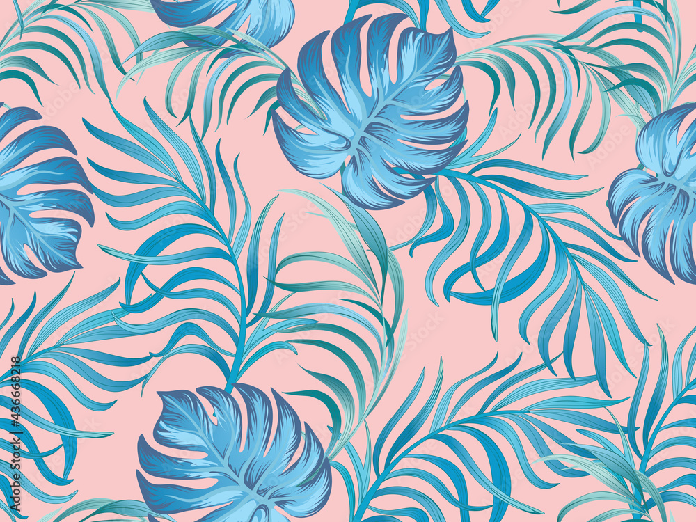 Tropical palm print. Vector jungle illustration. Pattern summer design.