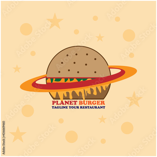 planet burger design logo restaurant