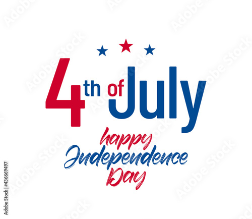 Typographic lettering of 4th of July on white background. Happy Independence Day.