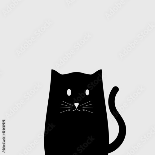 simple illustration of fat black cat