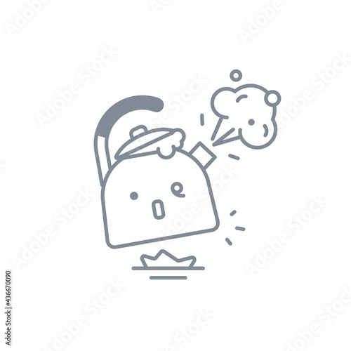 Boiling kettle icon. The water in the kettle is boiling. Negative message. The image is isolated on a white background. © ae