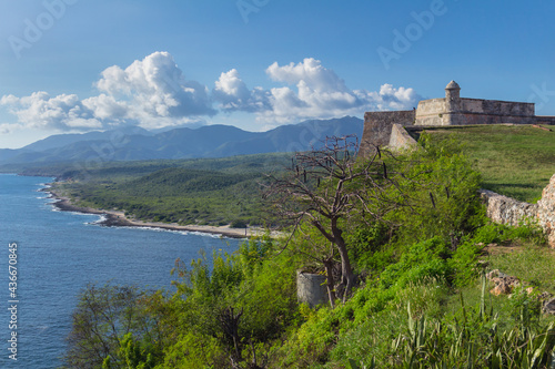 Canvas Print "Castillo del Morro" fortress in Santiago de Cuba in the evening