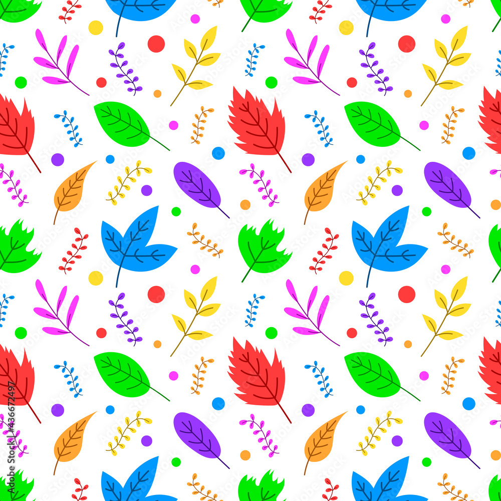 Cute cartoon multicolored autumn leaves seamless pattern. Cute cartoon multicolored autumn leaves seamless pattern.