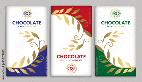 Luxury packaging design of chocolate bars. Vintage vector ornament template. Elegant, classic elements. Great for food, drink and other package types. Can be used for background and wallpaper.