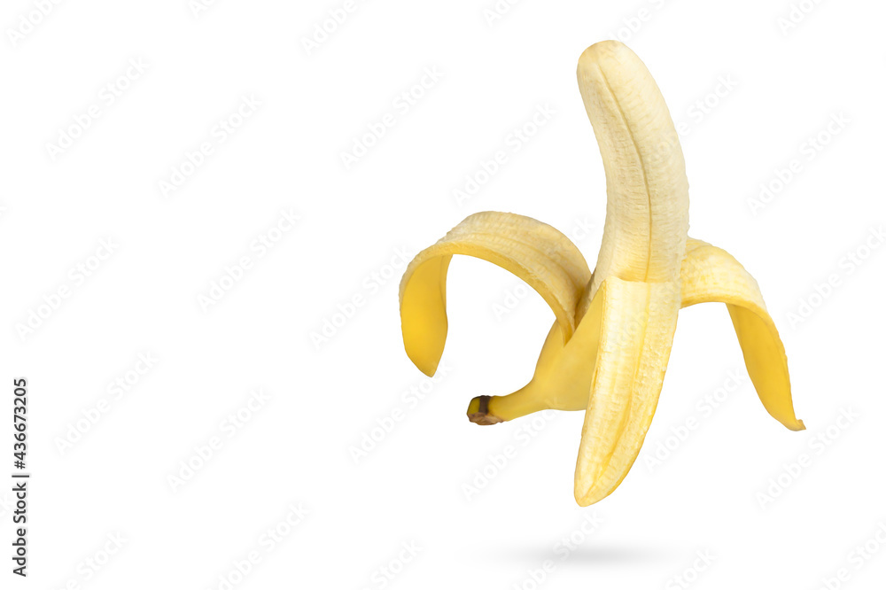 Banana isolated on a white background. Levitation. Banana in the skin. Banana isolated on a white background. Levitation. Banana in the skin.