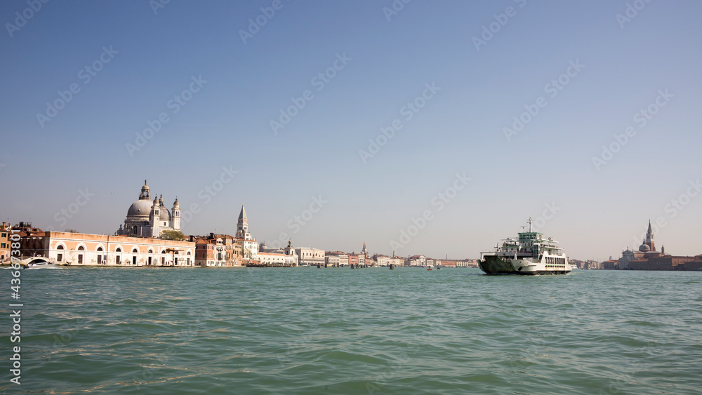 View of the Grand Canal with boats. Venice. Italy