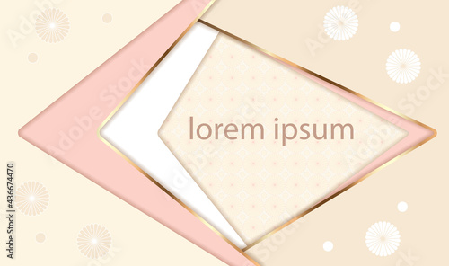 Abstract background in shades of ivory with gold and pink and with stylized chrysanthemums