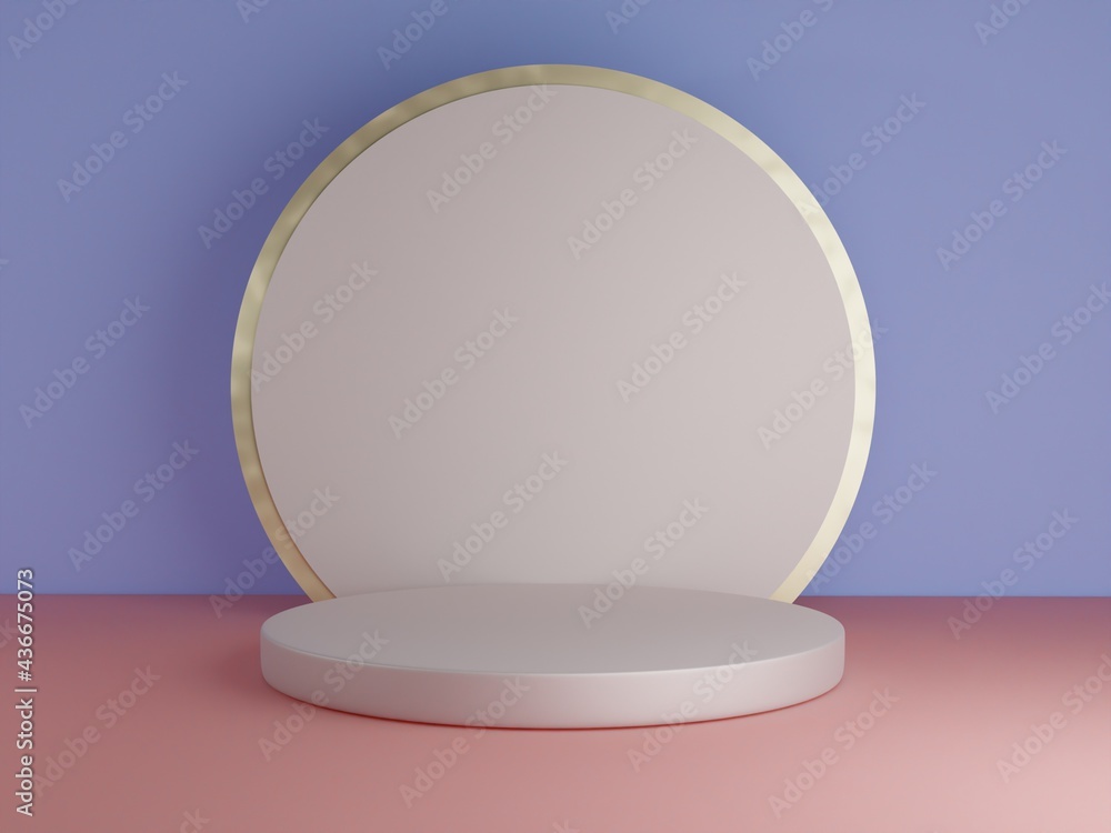 Scene with podium for mock up presentation in minimalism style with copy space, 3d render abstract background Scene with podium for mock up presentation in minimalism style with copy space, 3d render abstract background
