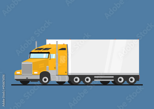 Tractor unit with a semitrailer. Heavy truck and semitrailer. Vector without gradients.