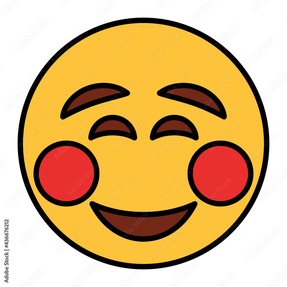 Fototapeta premium Filled color outline style emoji smile.