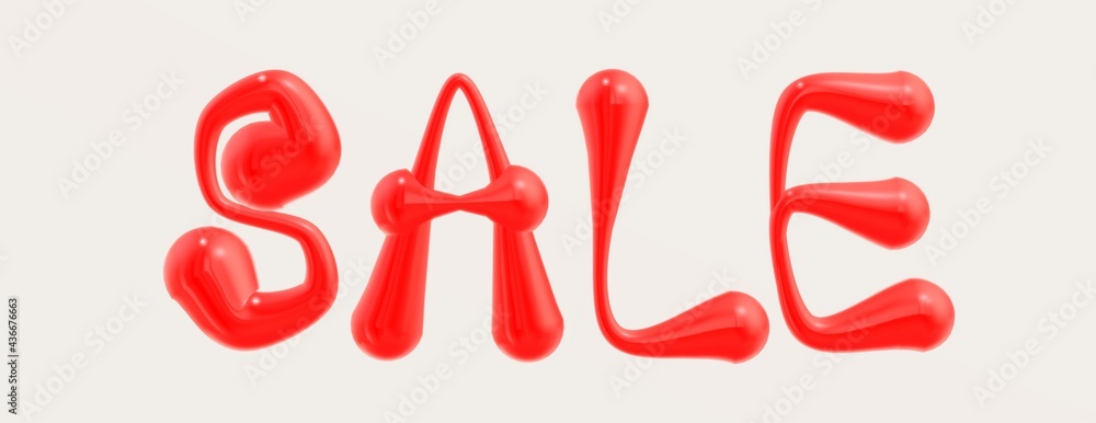 Sale red 3D letters isolated on white background. Illustration for sale banner. Realistic 3d calligraphy sign. Poster or banner design for landing page Sale red 3D letters isolated on white background. Illustration for sale banner. Realistic 3d calligraphy sign. Poster or banner design for landing page