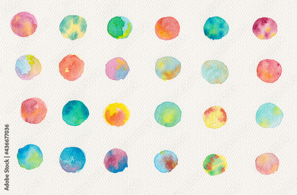 Texture multi-colour watercolour icon, Polka Dots, inkblot collection. Texture multi-colour watercolour icon, Polka Dots, inkblot collection.
