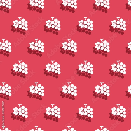 Red and white grape fruits vector graphic silhouette seamless pattern