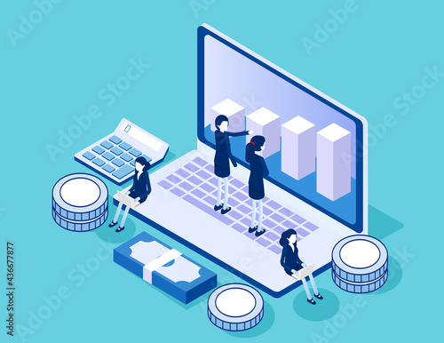 Financial management. Isometric vector illustration style design