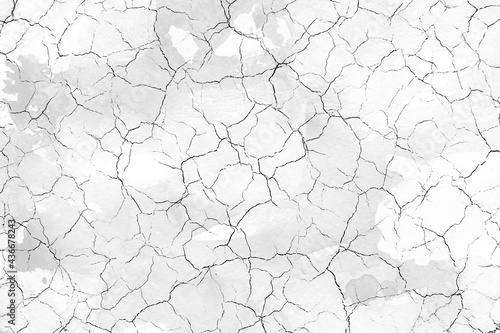 Crack effect texture paper. White watercolor background with broken pattern.