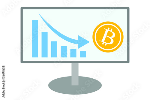 ビットコインの下落　ベクターイラスト