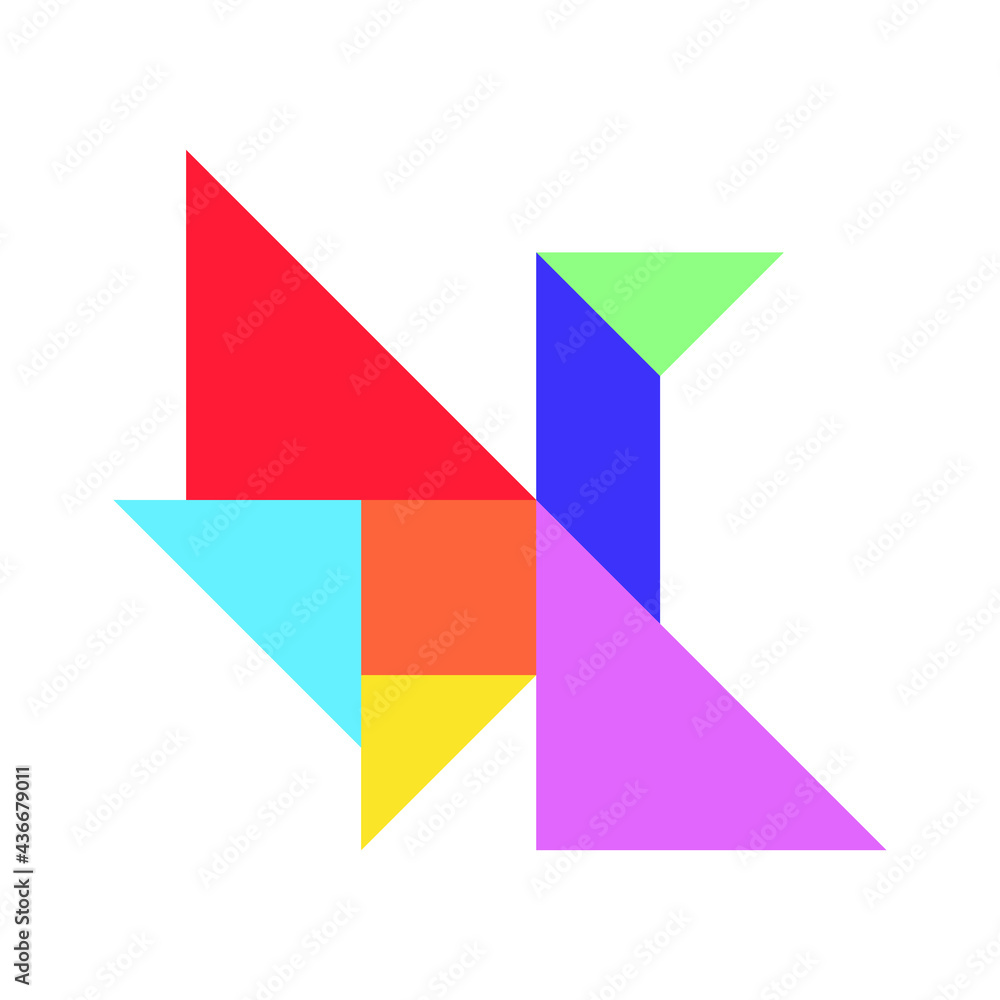 Color tangram puzzle in flying bird shape on white background Color tangram puzzle in flying bird shape on white background