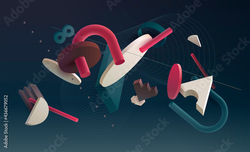 Fototapeta Naklejka Na Ścianę i Meble -  3D geometric shapes. Realistic vector design.