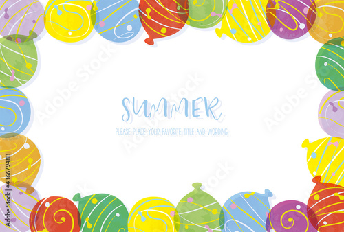 夏をイメージさせる水ヨーヨーのイラストの背景素材