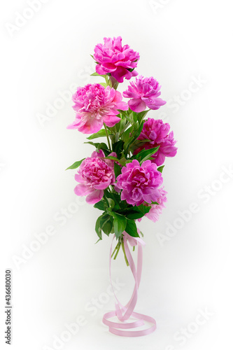 Bouquet of fresh pink peonies. © sriba3