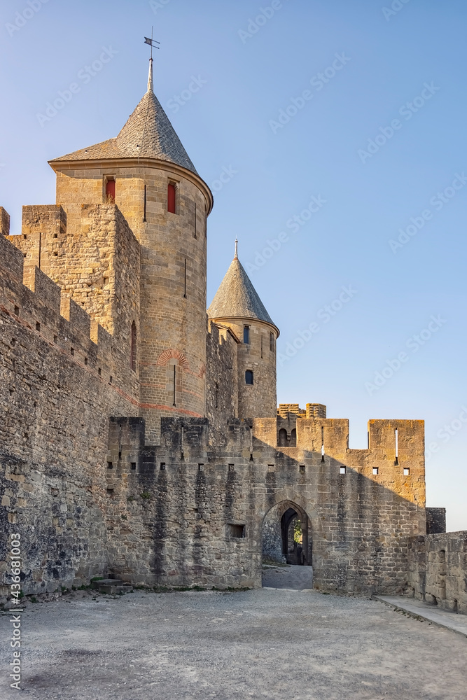 View of the medieval old town of Carcassonne in France View of the medieval old town of Carcassonne in France