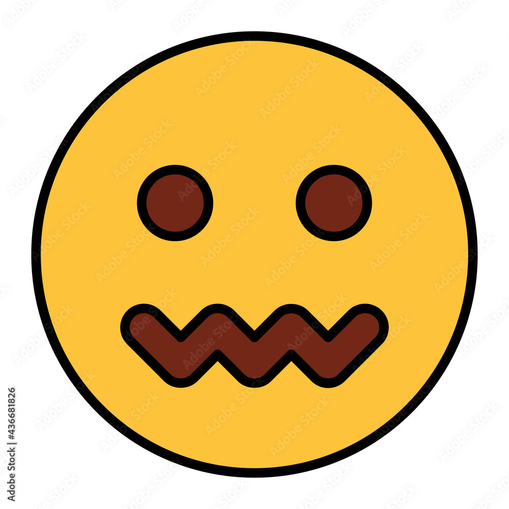 Fototapeta premium Filled color outline style emoji nervous.