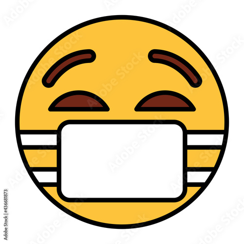 Filled color outline style emoji mask.