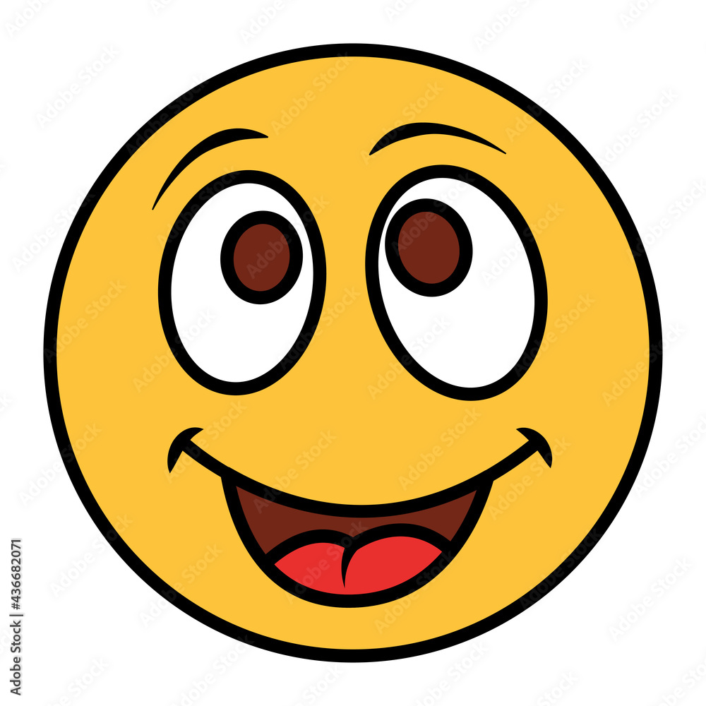 Fototapeta premium Filled color outline style emoji smile.