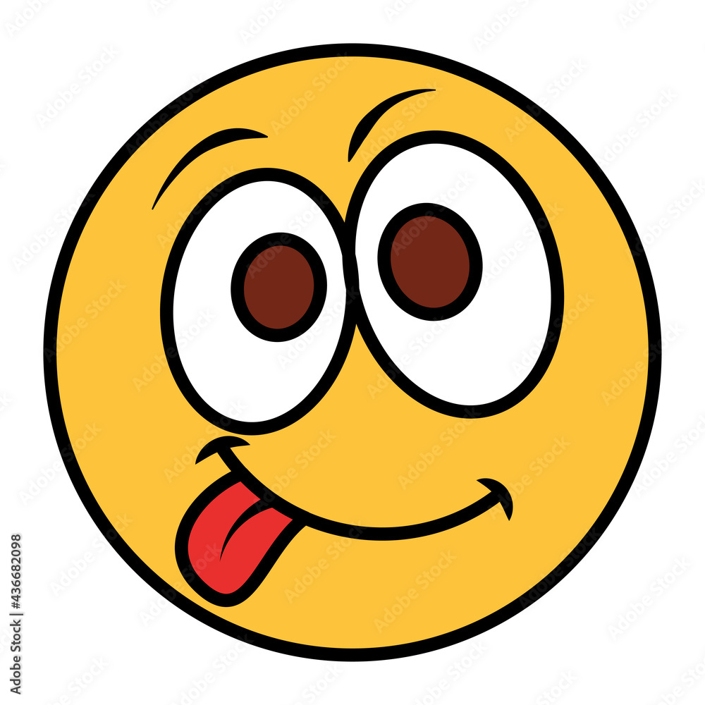 Filled color outline style emoji tongue smile. Filled color outline style emoji tongue smile.