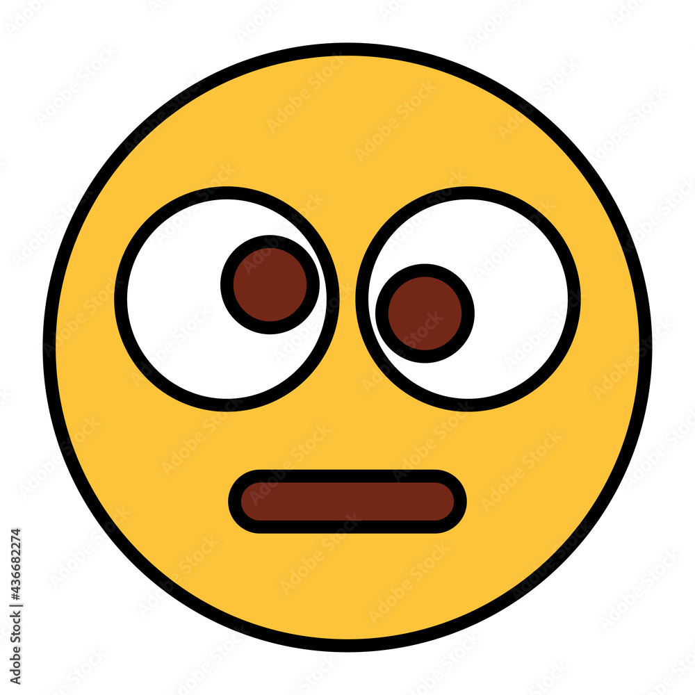 Filled color outline style emoji rolling eyes. Filled color outline style emoji rolling eyes.