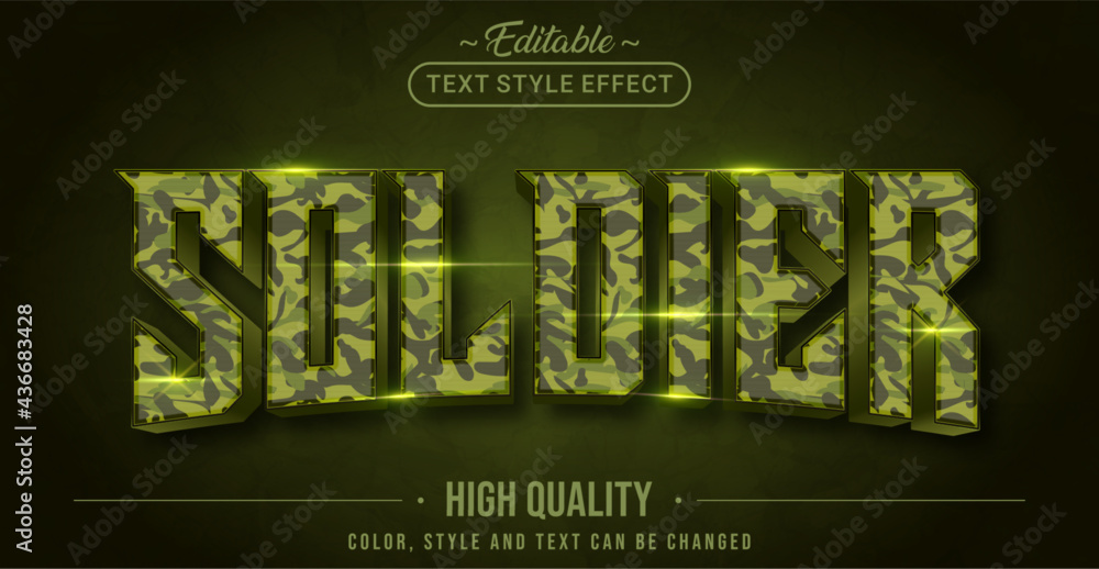 Soldier Text Editable text style effect - Soldier Camouflage text style theme. Stock ...