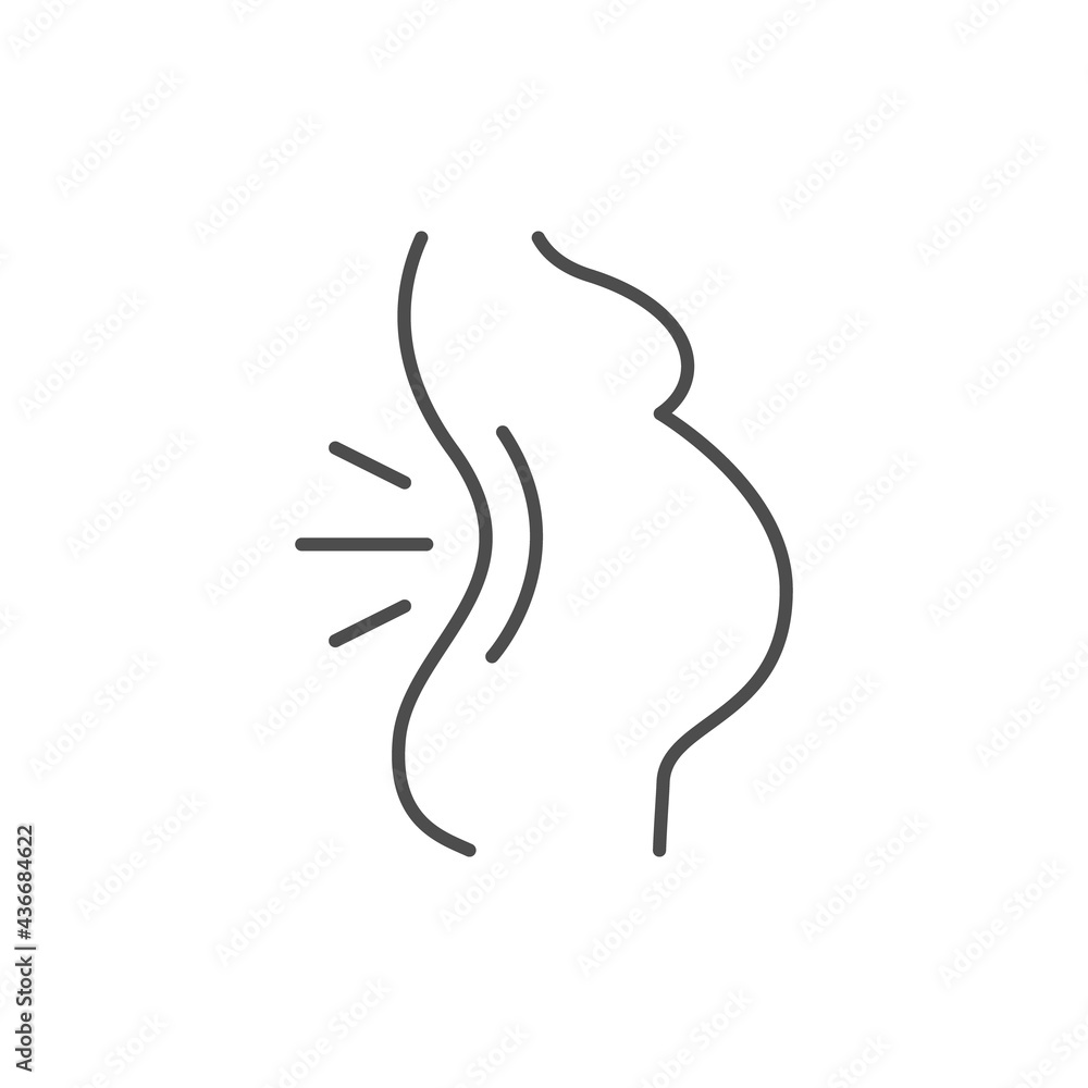 Pregnant woman backache line icon