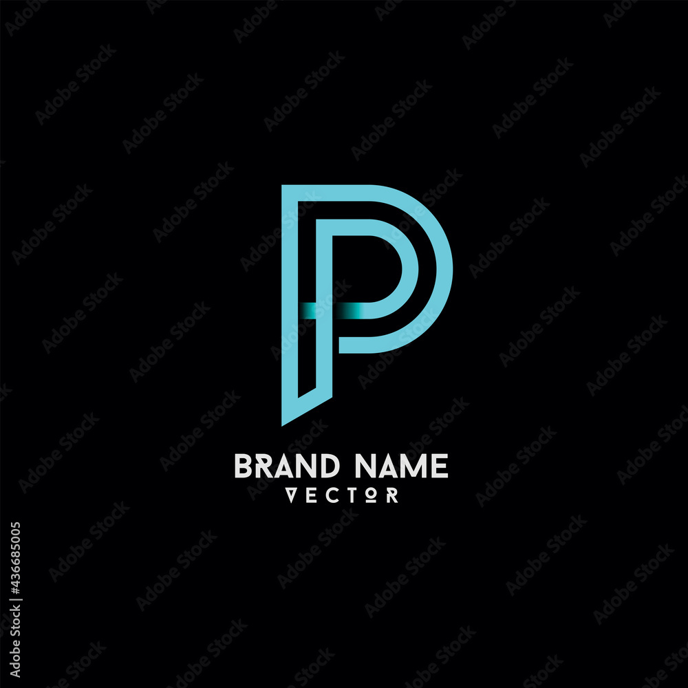 Fototapeta premium P Letter Typography Logo Design Vector