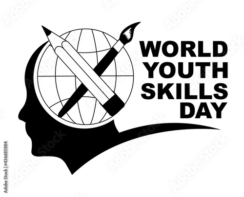 world youth skills day vector illustration with head of earth vector illustration