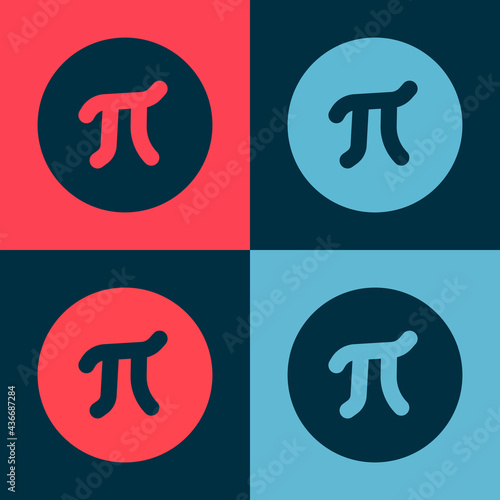 Pop art Pi symbol icon isolated on color background. Vector