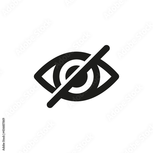 No view, not visible icon. Eye with cross sign. Forbidden to watch symbol. Usage for web and mobile app design.