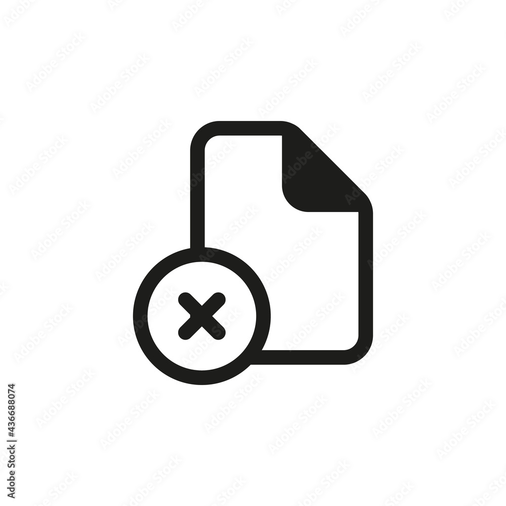 Delete file icon. Remove document sign. Cancel file. Usage for web and mobile UI design. Delete file icon. Remove document sign. Cancel file. Usage for web and mobile UI design.