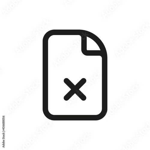 Delete file icon. Remove document sign. Cancel file. Usage for web and mobile UI design.