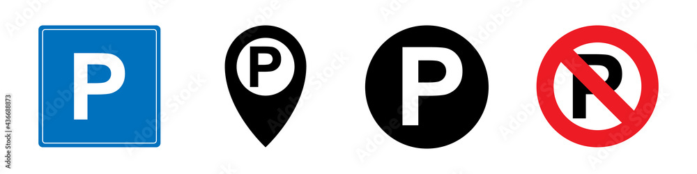 Parking sign icon set simple design Parking sign icon set simple design