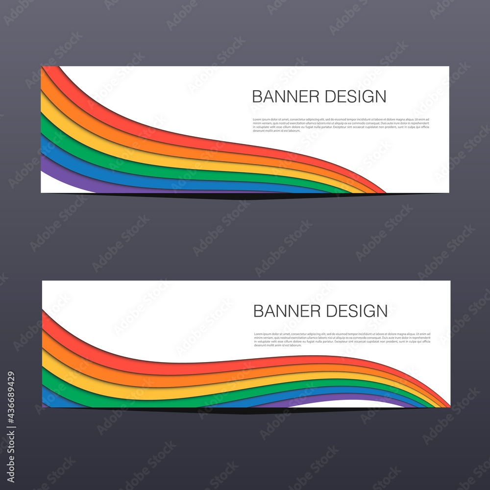 Modern Vector Abstract Banner Design Web Template. Abstract business banner template design. Support LGBT Pride. Rainbow abstract. Vector. Template for poster, banner, card.