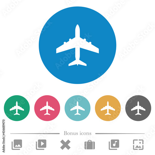 Passenger aircraft flat round icons