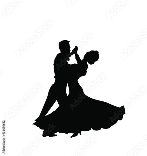 Couple dancing silhouette vector illustration isolated on white background