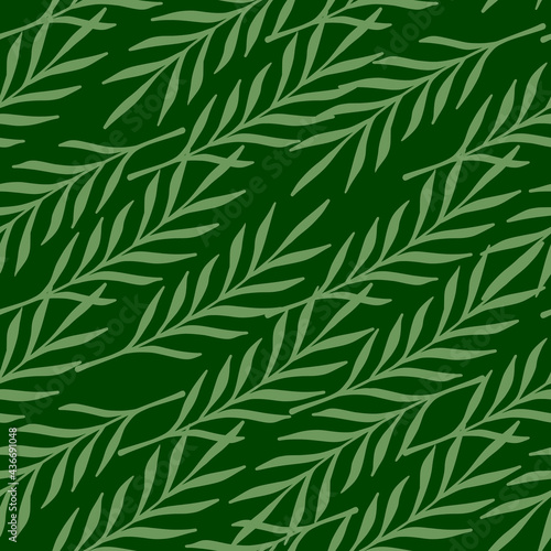 Greenery seamless pattern with botanic leaf twig shapes. Scrapbook organic nature backdrop.