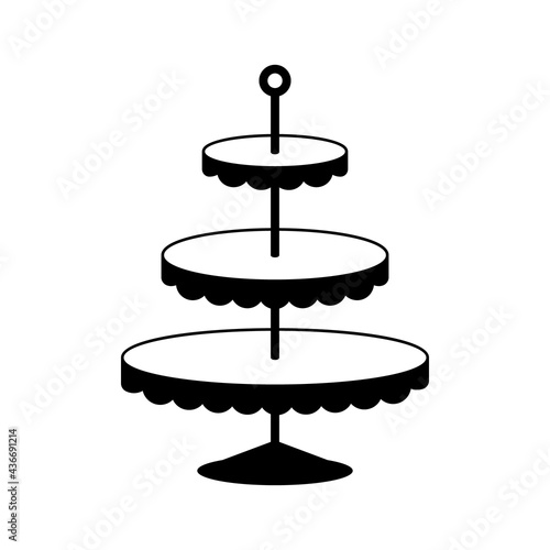 Empty cupcake stand silhouette icon . Clipart image isolated on white background