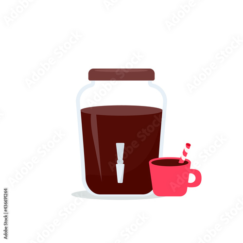 Hot cocoa glass beverage dispenser icon. Clipart image isolated on white background