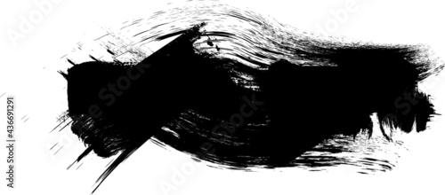 Grunge Paint stripe . Vector brush Stroke . Distressed banner . Black isolated paintbrush collection . Modern Textured shape . Dry border in Black 