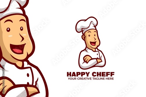 Chef Cooking Cartoon Mascot Logo Template