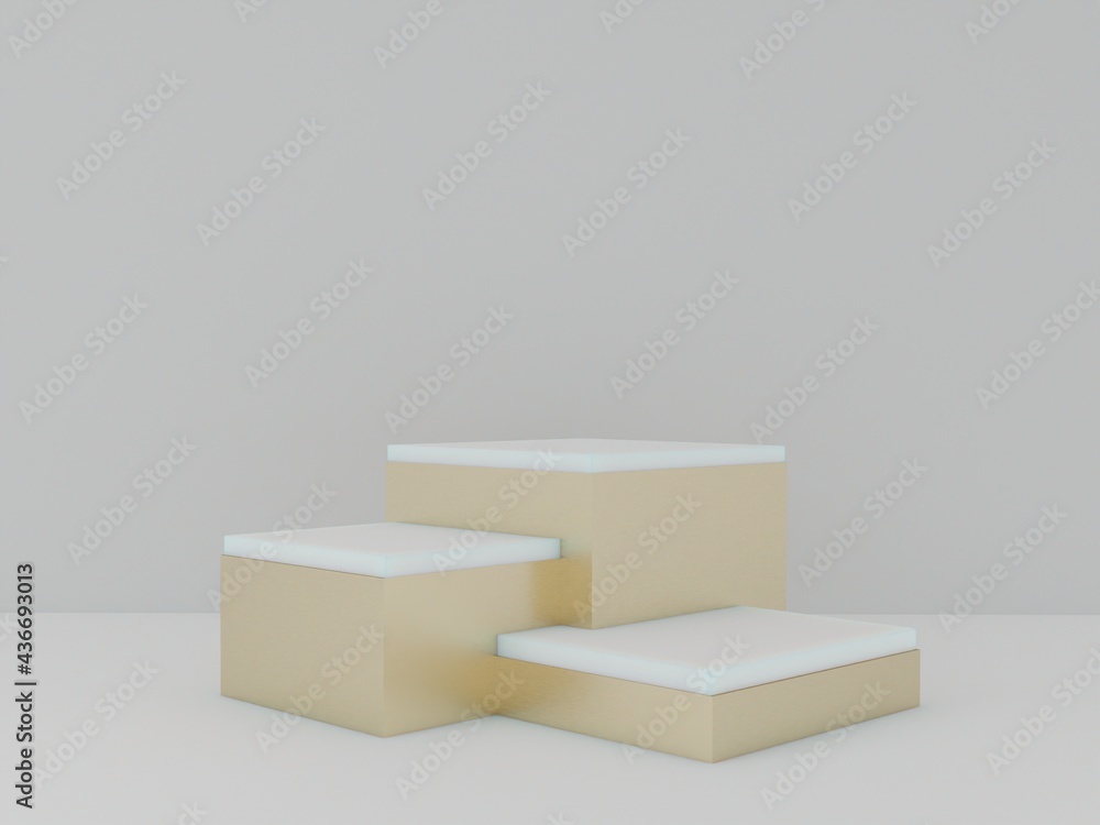 Scene with podium for mock up presentation in minimalism style with copy space, 3d render abstract background Scene with podium for mock up presentation in minimalism style with copy space, 3d render abstract background