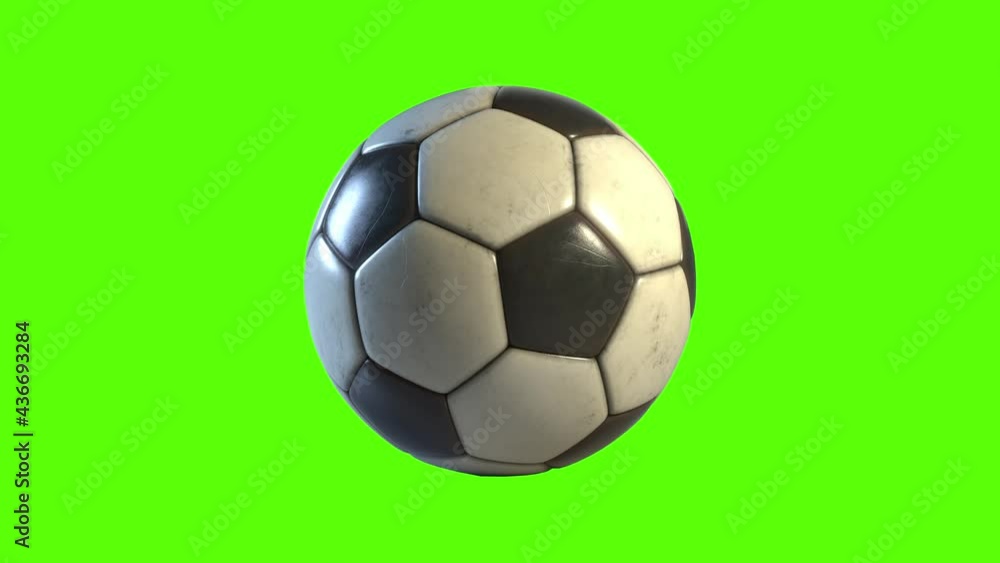 Side on view of a 3D soccer ball rolling from left to right. Standard football in a continuous roll perfect for sports advertising. 4K clip at 60fps for smooth motion with a green screen. Side on view of a 3D soccer ball rolling from left to right. Standard football in a continuous roll perfect for sports advertising. 4K clip at 60fps for smooth motion with a green screen.